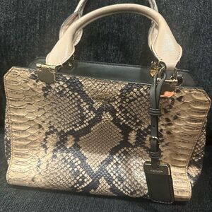 Boutique Snakeskin Patterned Women's Handbag with Wallet